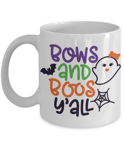 BOWS AND BOOS HALLOWEEN GIFT IDEA WHITE COFFEE MUG GLITTER COFFEE CUP 11/15 OZ FOR MAN WOMAN