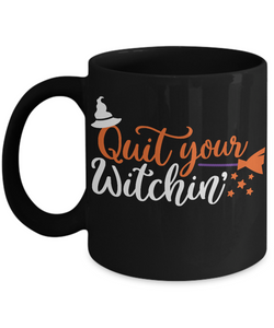 WITCHIN HALLOWEEN GIFT IDEA BLACK COFFEE MUG GLITTER COFFEE CUP 11/15 OZ FOR MAN WOMAN